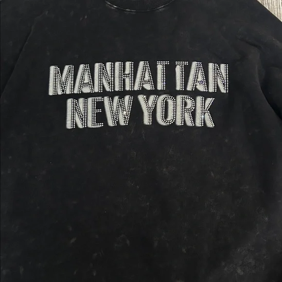 Wild Fable Manhattan New York Black Crewneck Sweater Rhinestones XXL - Picture 5 of 10
